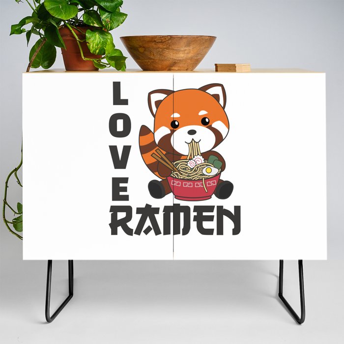 Powered By Ramen Cute Red Panda Eats Ramen Noodles Credenza