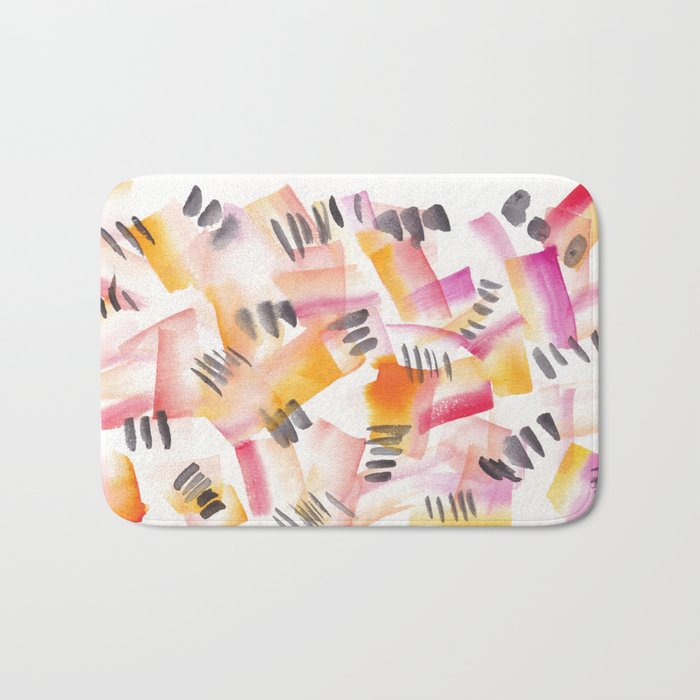 180803 August Abstract 12 | Colorful Abstract | Watercolors Brush Patterns Bath Mat