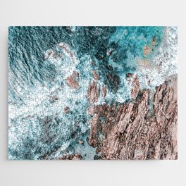 Aerial Ocean Art Print, Aerial Beach Art, Coastal Ocean Sea Summer, Beach Photography, Art Print Jigsaw Puzzle