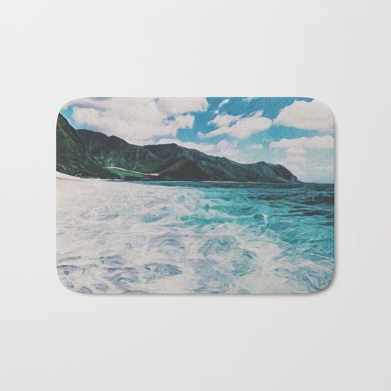 Hawaii Pacific Ocean Surreal Coast (Painting) Bath Mat