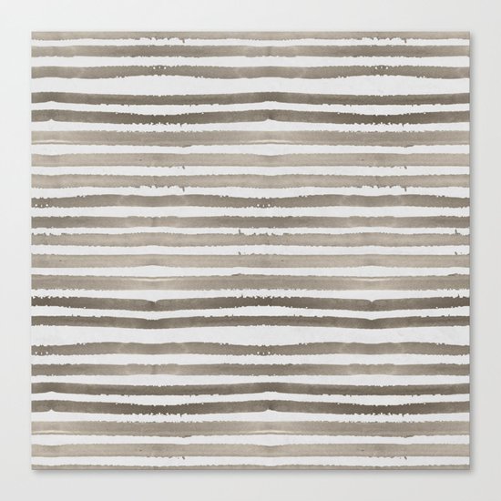 Simply Shibori Stripes Earth Brown on Lunar Gray Canvas Print