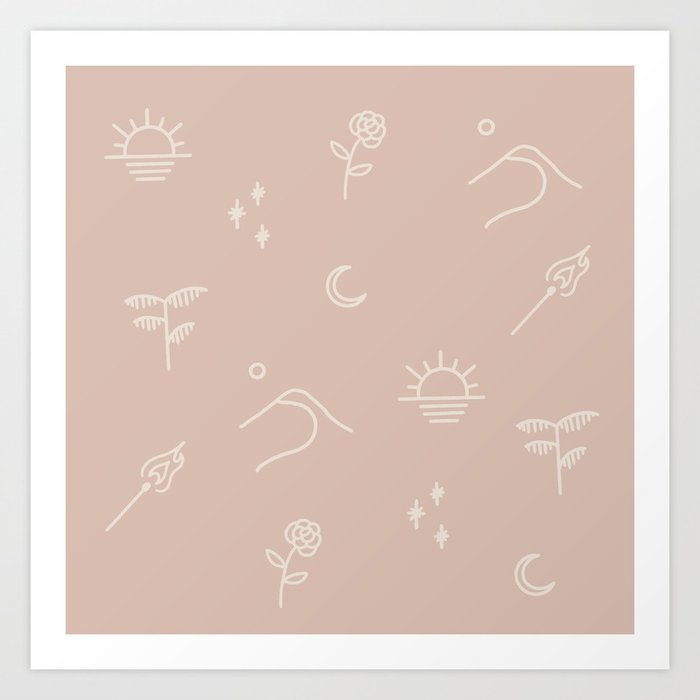 in dreams pattern – blush Art Print