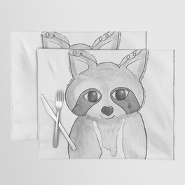 Watercolor Raccoon, baby Nursery, Black and White Placemat