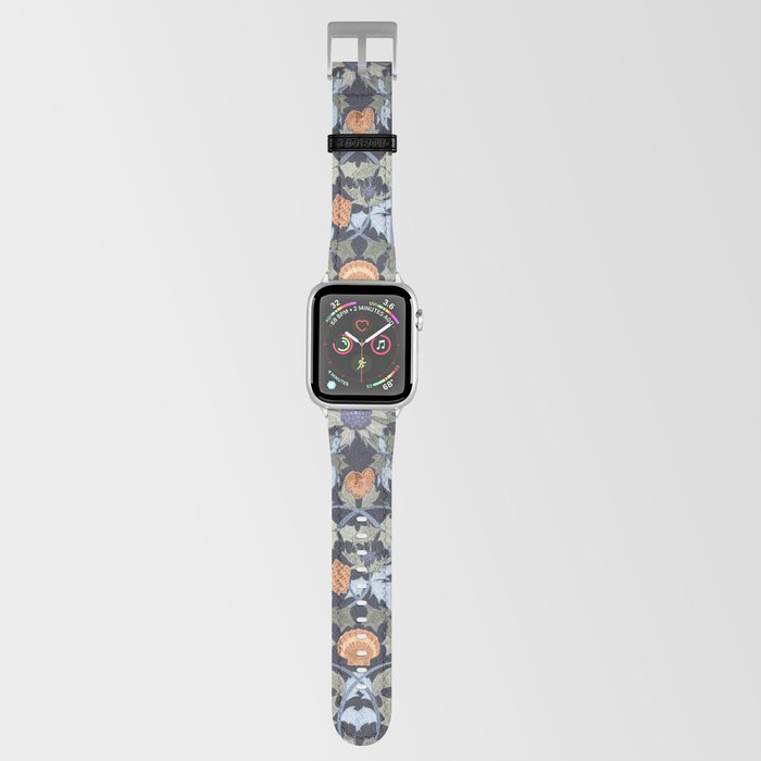 Beach thistle and shells dark navy Apple Watch Band