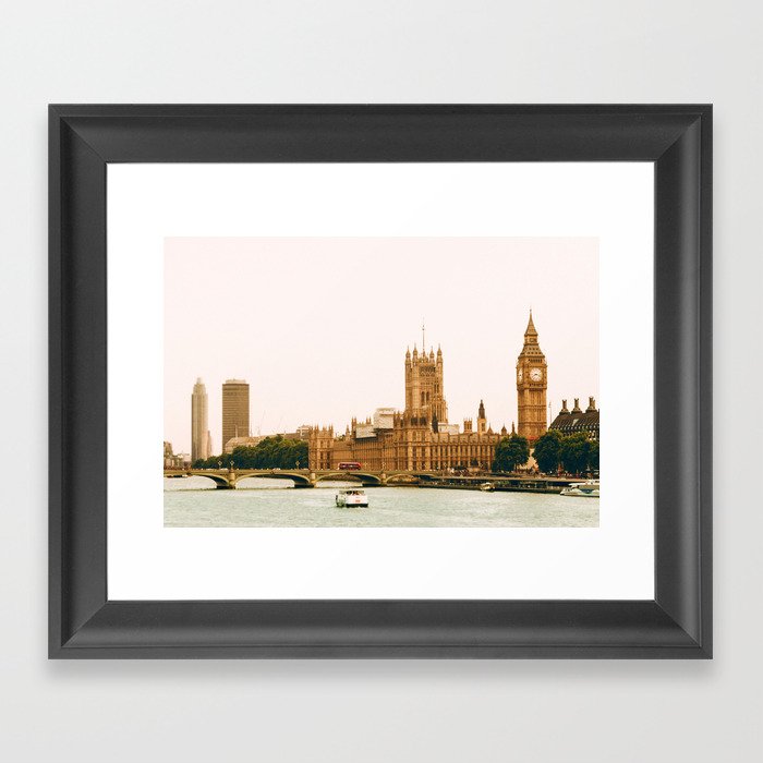 Sepia London England Cityscape (Color) Framed Art Print