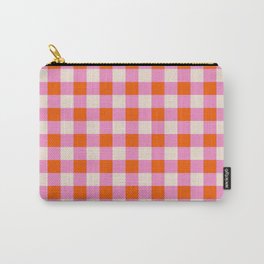 Pink and Orange Gingham Plaid Pattern Carry-All Pouch