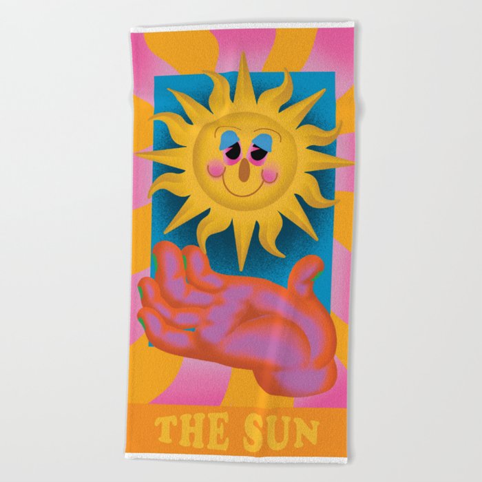 The Sun Tarot Card Beach Towel