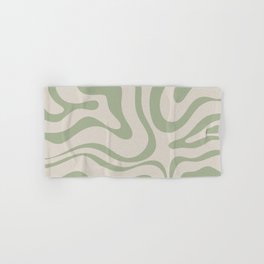 Liquid Swirl Abstract Pattern in Almond and Sage Green Hand & Bath Towel