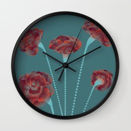 Line Carnations 1d Wall Clock