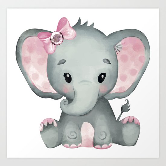 Cute Baby Elephant Art Print By Dmiller Society6
