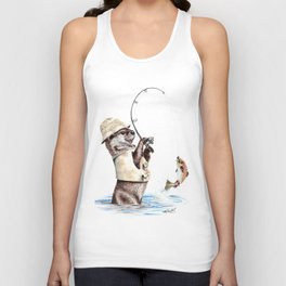 " Natures Fisherman " fishing river otter with trout Tank Top