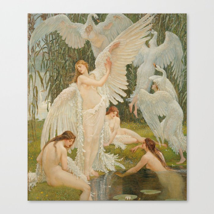 The Swan Maidens by Walter Crane Canvas Print