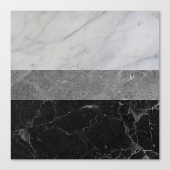 Marble - White, Grey, Black Canvas Print