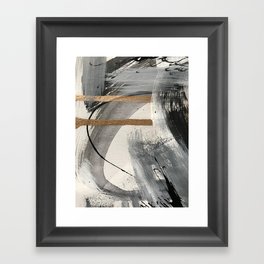 Armor [7]: a bold minimal abstract mixed media piece in gold, black and white Framed Art Print