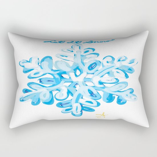 Let It Snow Snowflake Painting Rectangular Pillow