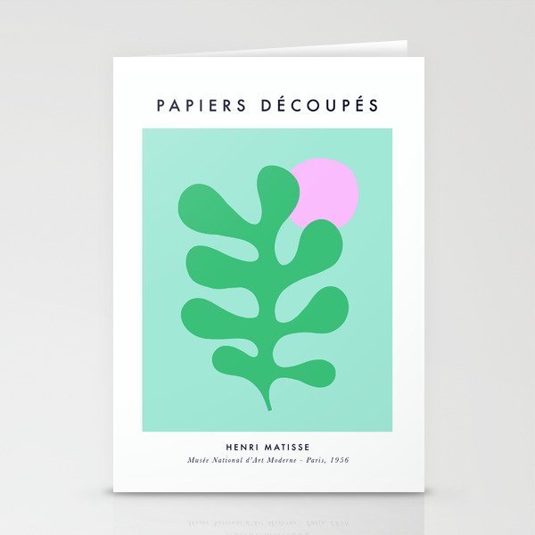 Matisse Poster 2. Leaf & Sun in Green & Pink Stationery Cards