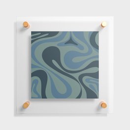 Mod Swirl Retro Abstract Pattern in Vintage Blue Floating Acrylic Print