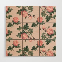 Pink English Rose Pattern Wood Wall Art