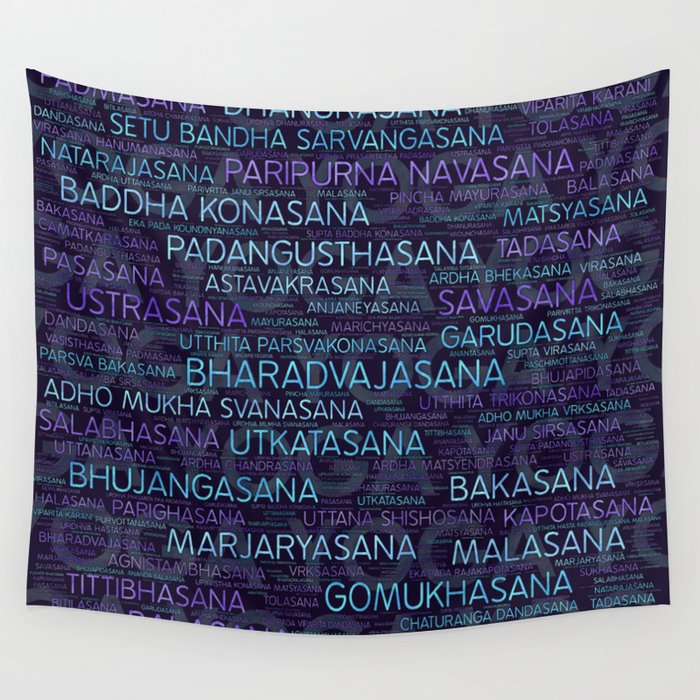 Yoga Asanas/Poses Sanskrit Word Art Wall Tapestry by Creativemotions  Society6