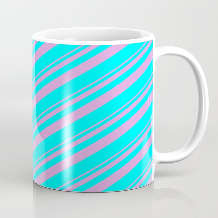 Plum & Aqua Colored Stripes/Lines Pattern Coffee Mug