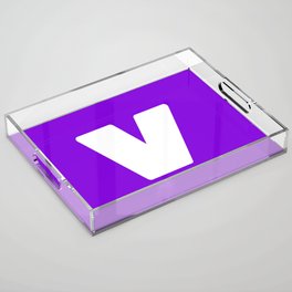 v (White & Violet Letter) Acrylic Tray