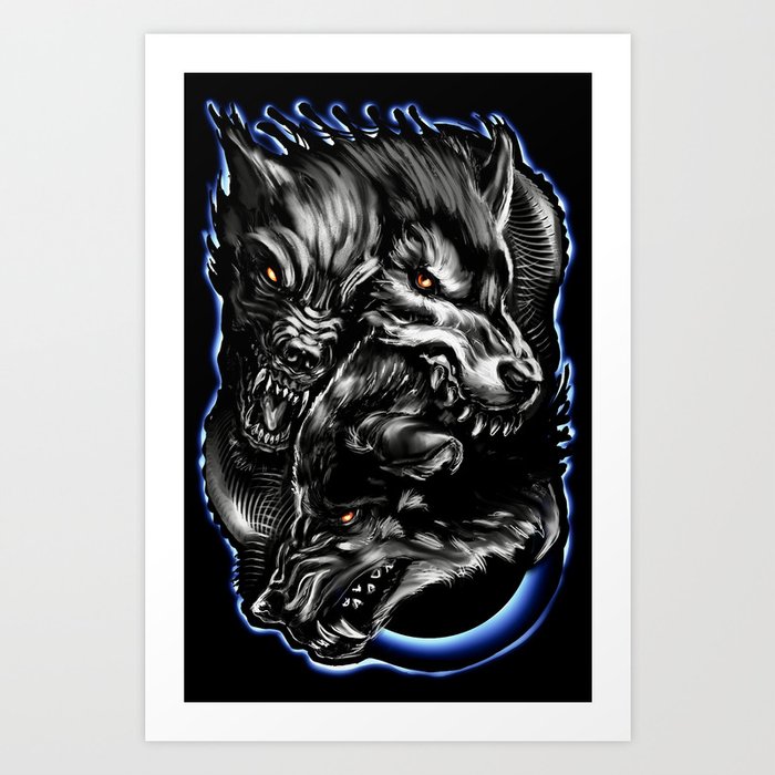 Pack Rage Wolves Art Print