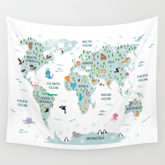 Society6 world map tapestry sales
