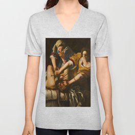 Judith Slaying Holofernes - Artemisia Gentileschi  V Neck T Shirt