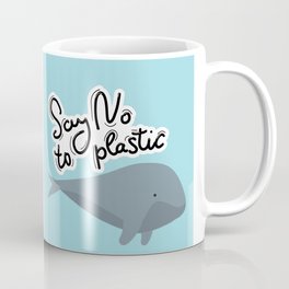 Say no to plastic. Whale, sea, ocean.  Pollution problem concept Eco, ecology banner poster. Coffee Mug