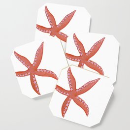 Orange Starfish ~ white background Coaster