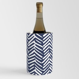Boho Herringbone Pattern, Navy Blue and White Wine Chiller