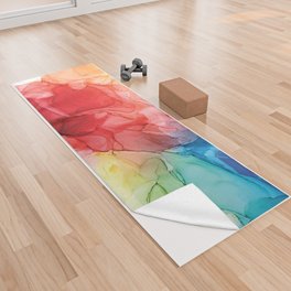 Rainbow Good Vibes Abstract Painting Yoga Towel