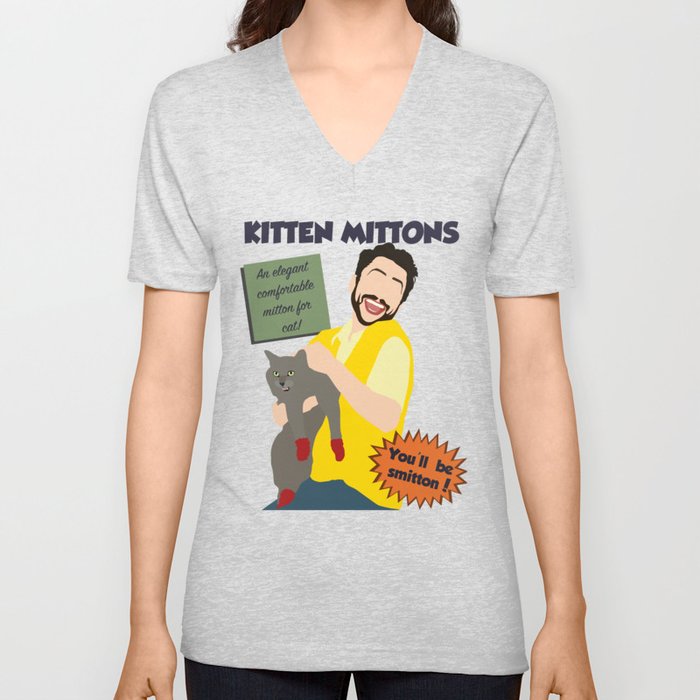 Kitten Mittons V Neck T Shirt