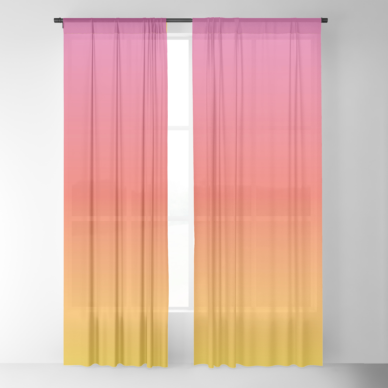 Pink Red Orange Yellow Evening Sky Gradient Sheer Curtain By
