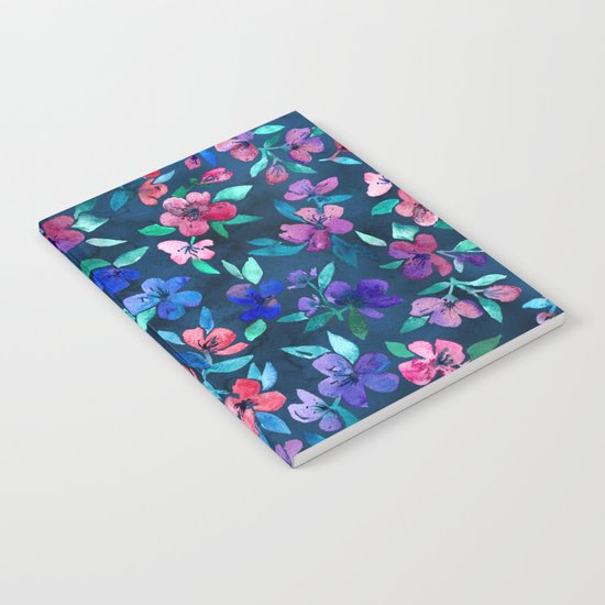 Southern Summer Floral - navy + colors Notebook