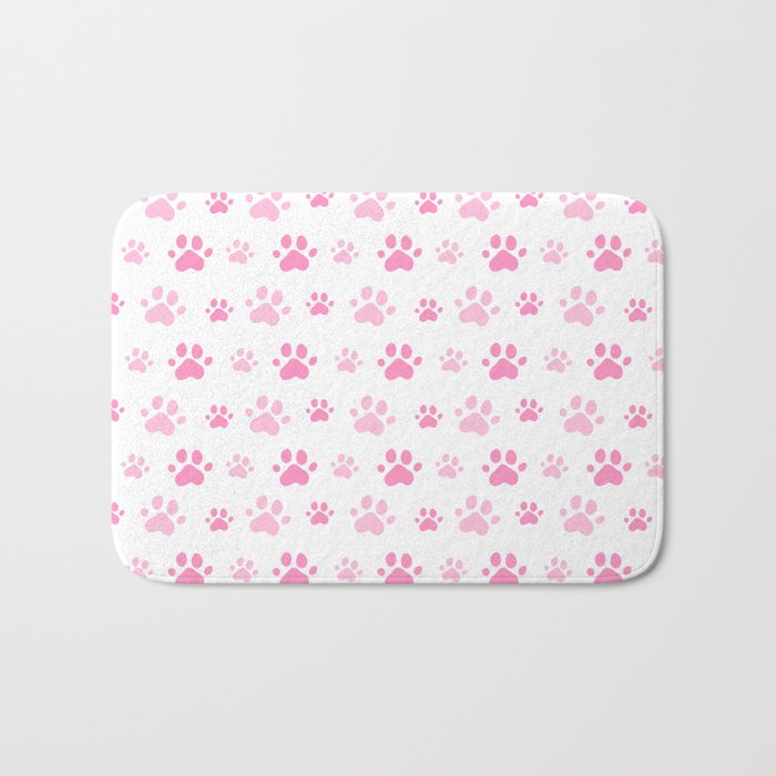Adorable Pink Cat Paw Seamless Pattern Bath Mat
