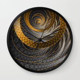Banded Dragon Scales of Black, Gold, and Yellow Wall Clock
