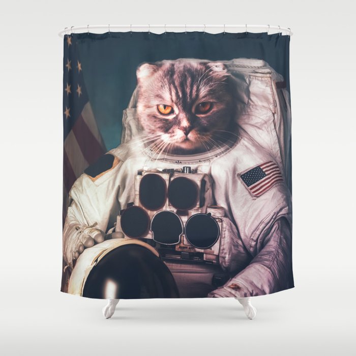 Beautiful cat astronaut Shower Curtain