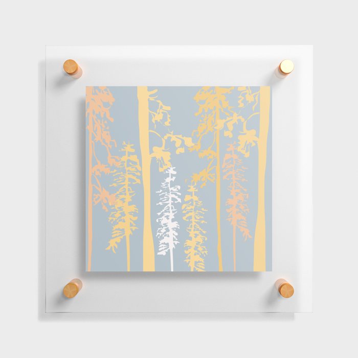Woody - Pastell Colores Minimal Forest Art Design on Blue Floating Acrylic Print