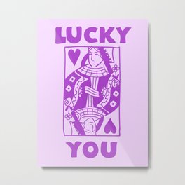 Lucky You - Queen of Hearts - Purple Metal Print
