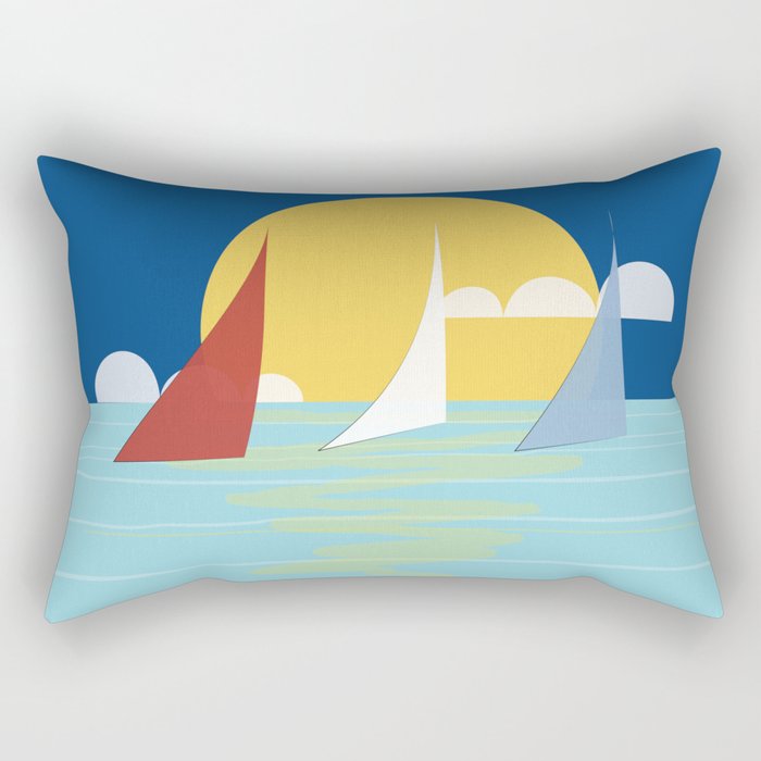 Sun, ocean and sails Rectangular Pillow
