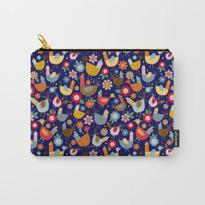 Colorful Chickens Carry-All Pouch