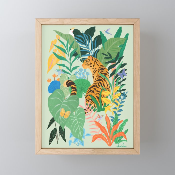 Tiger in Jungle  Framed Mini Art Print