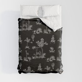 Toile Black Unicorn Duvet Cover