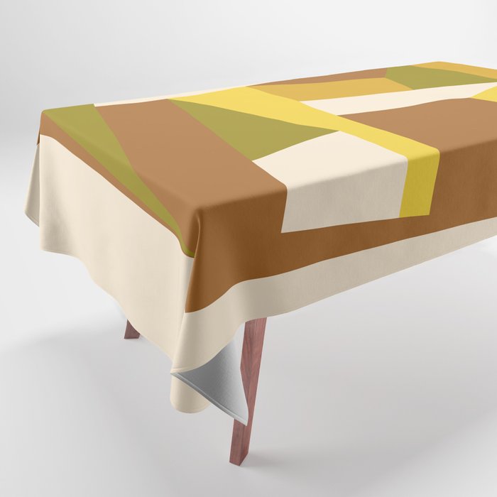 Retro Abstraction | 70s Brown and Mustard Tablecloth