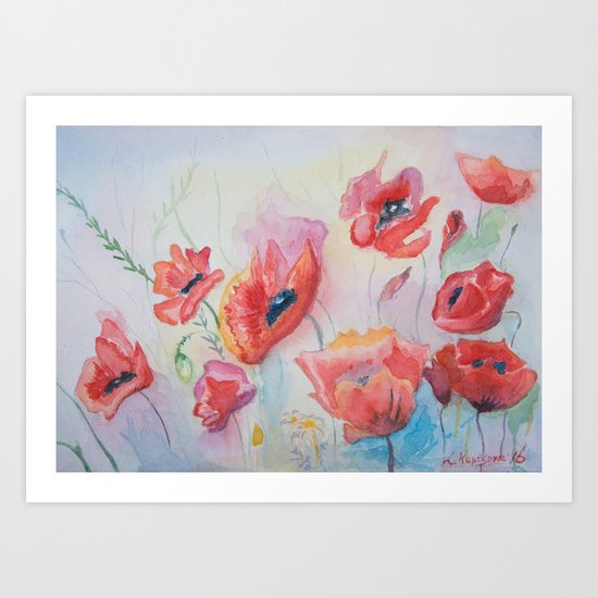 field of poppies Art Print