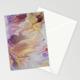 Gold Etched Air Marbled Pour Art Stationery Cards