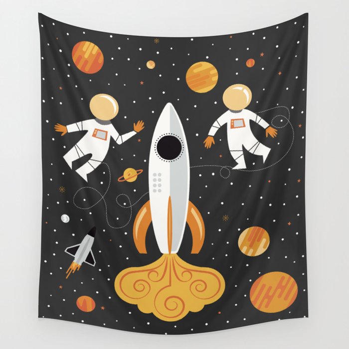 Astronauts in Space Wall Tapestry
