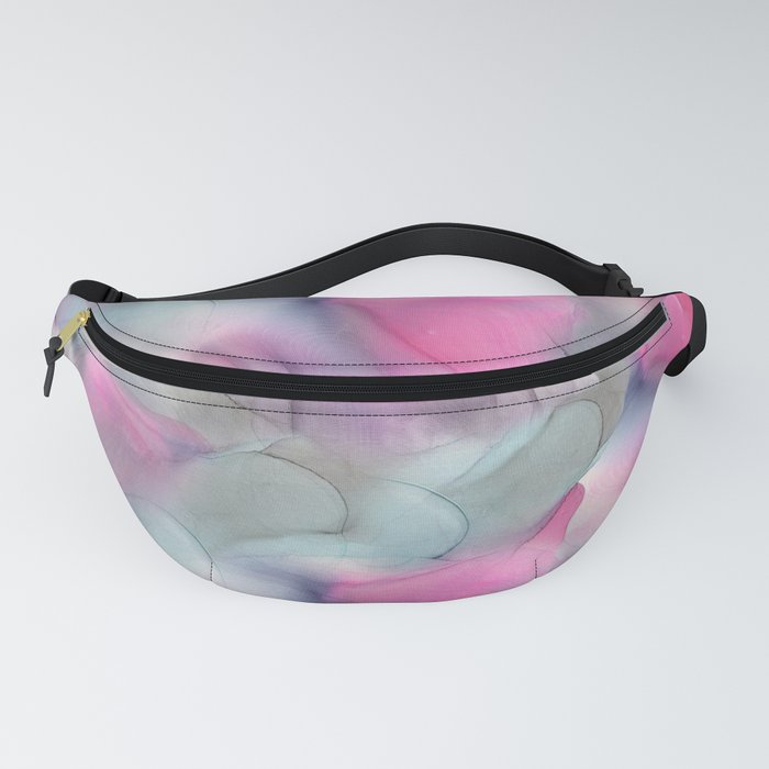 Flowing ink pattern pink and gray Fanny Pack