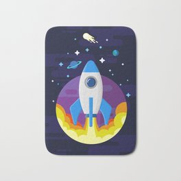 Explore Bath Mat | Space, Rocketship, Graphicdesign, Illustration, Rocket, Planet, Comet, Pop Art, Space Ship, Vector 